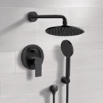Remer SFH80 Matte Black Shower System With 8 Inch Rain Shower Head and Hand Shower